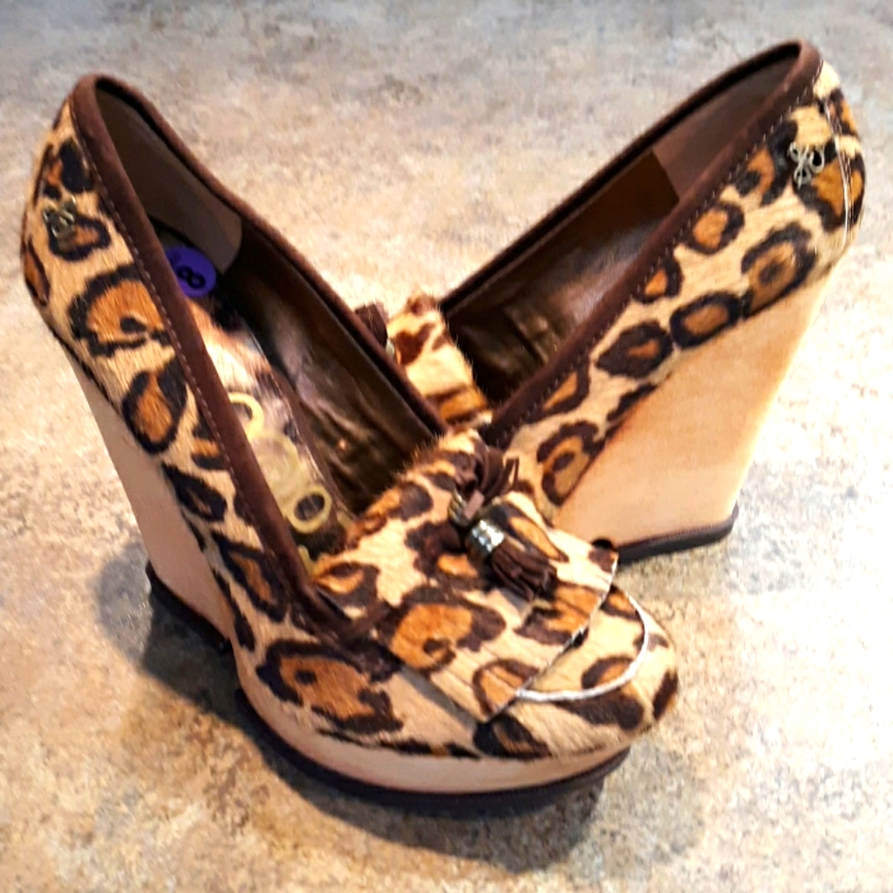 Sam Edelman Wesley Brahma Leopard Wedge Size 8